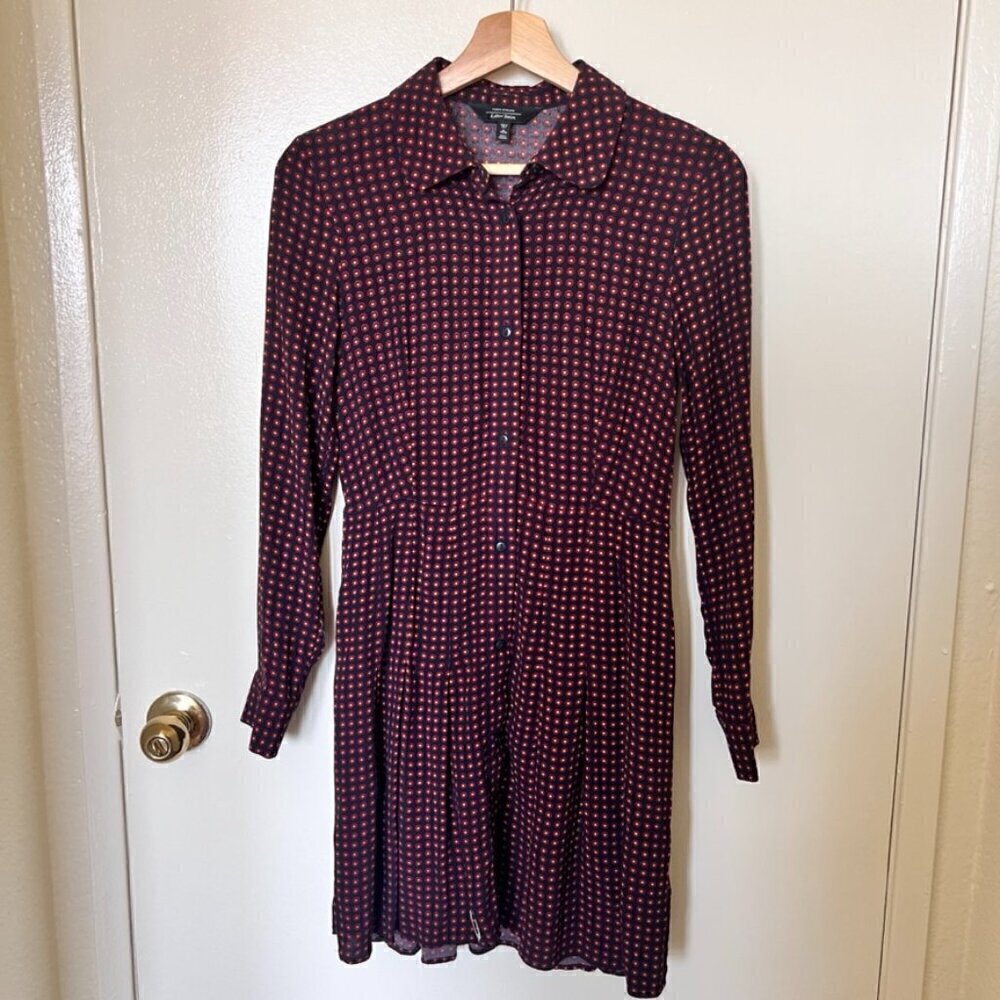 & Other Stories Navy Blue Floral Print Mini Long Sleeve Dress US 2​​​​​​​​​​​​